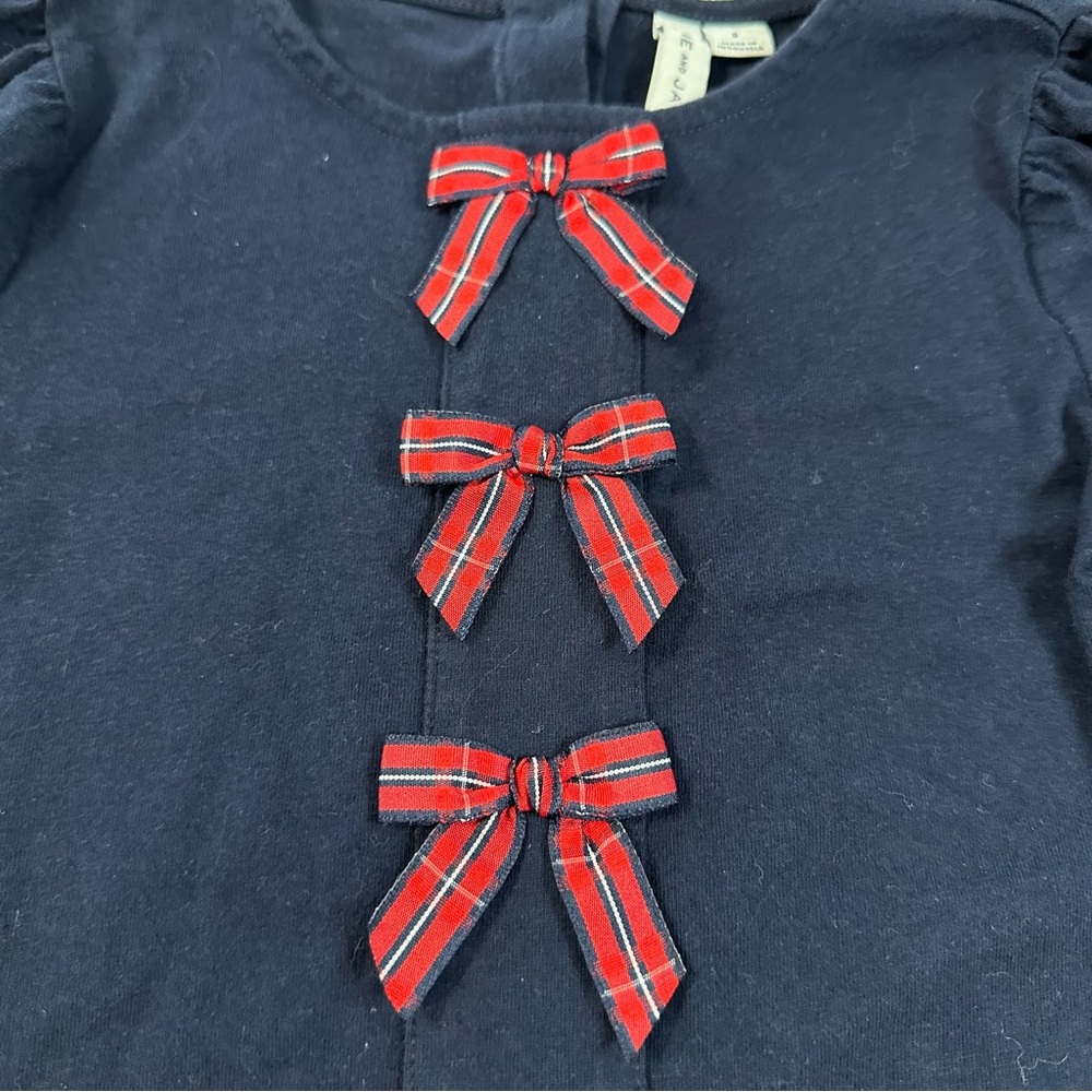 Janie and Jack Girl Holiday Bow Shirt and Red Plaid Pant Matching Set Size8 - Picture 4 of 12